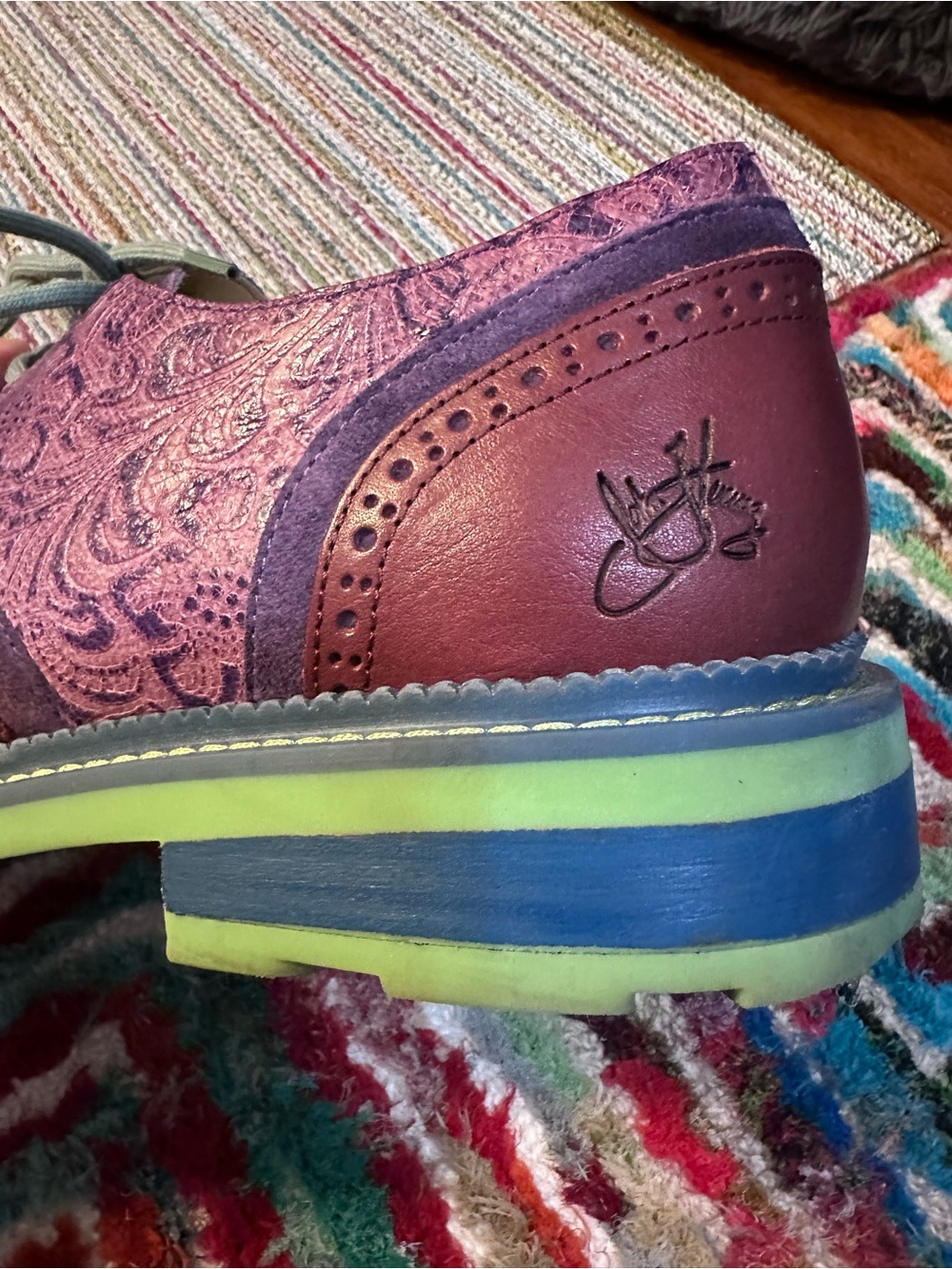 Fluevog NEARLY NEW Guardian Angel Nathaniel purple double wingtip derby- 11.5 - Picture 11 of 16